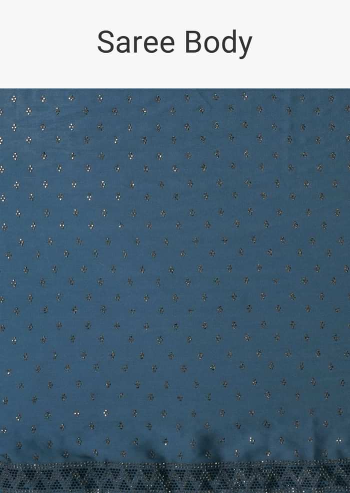 Blue Bliss Satin Saree With Unstitched Blouse