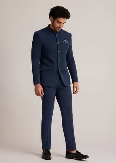 Blue Classic Bandhgala Suit
