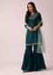 Blue Colorblock Chanderi Kurta And Sharara Set with Gota Work