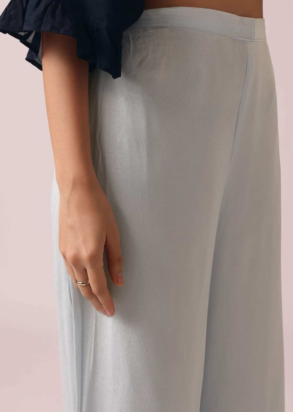 Blue Colorblock Kaftan And Palazzo Set