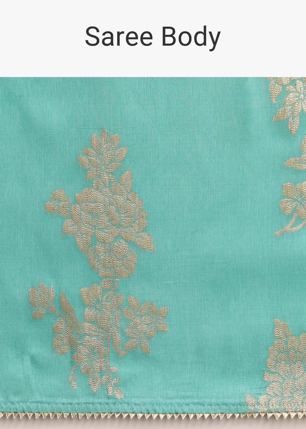 Blue Dola Silk Lurex  Woven Saree And Gotta Patti Border