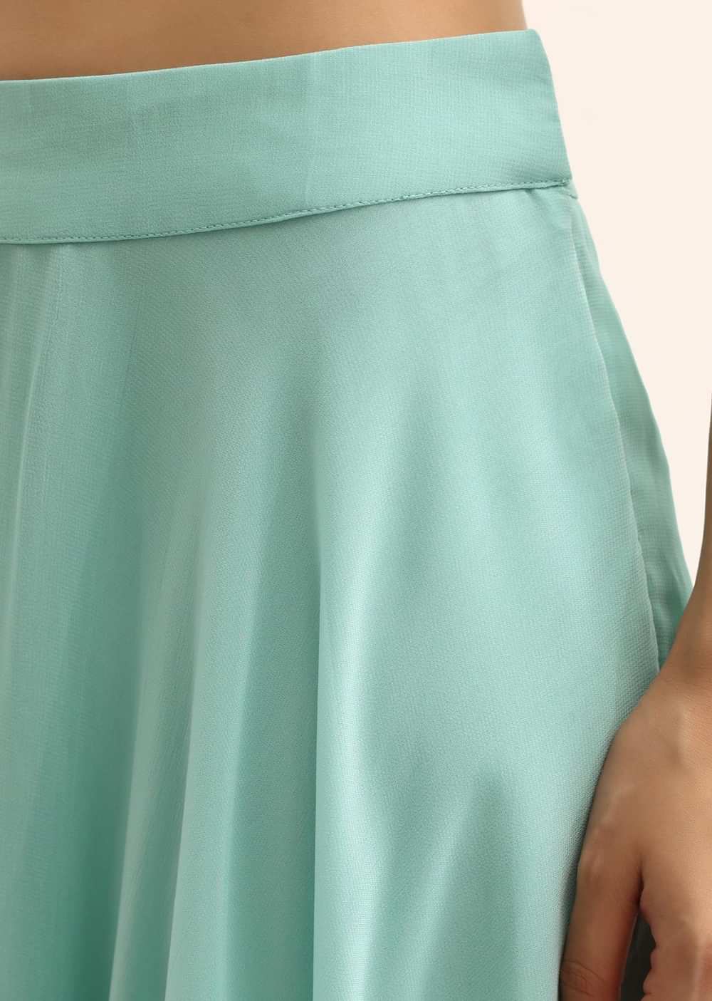 Blue Embellished Crop Top And Dhoti Set