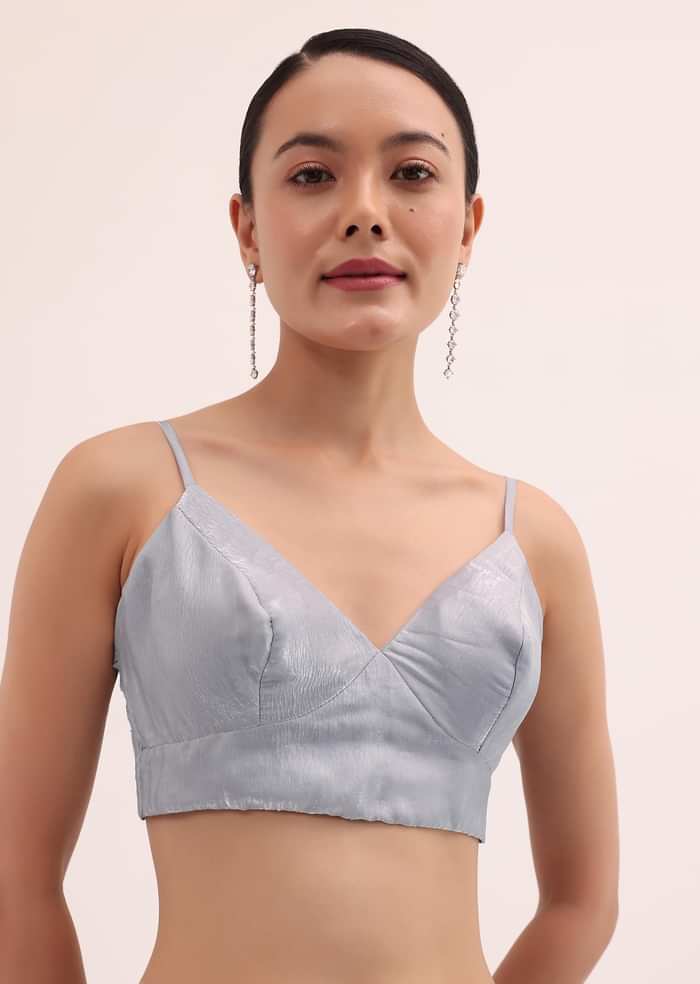 Blue Embroidered Chiffon Saree With Unstitched Blouse