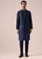 Blue Embroidered Jacket Kurta Set in Cotton Silk