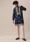 Blue Embroidered Kurta Set In Mysore Silk