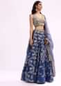 Blue Embroidered Net Lehenga Choli Set