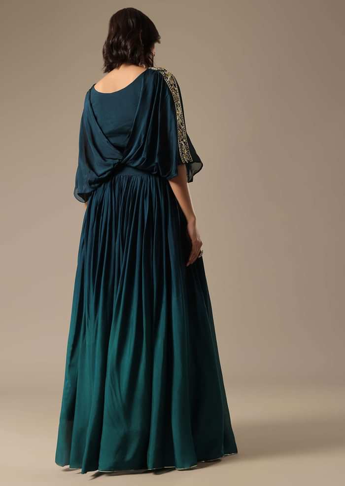 Blue Embroidered Skirt Set With Sequin Work