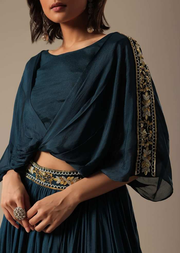 Blue Embroidered Skirt Set With Sequin Work