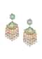 Blue Enameled Danglers With Pink Bead Drops And Kundan