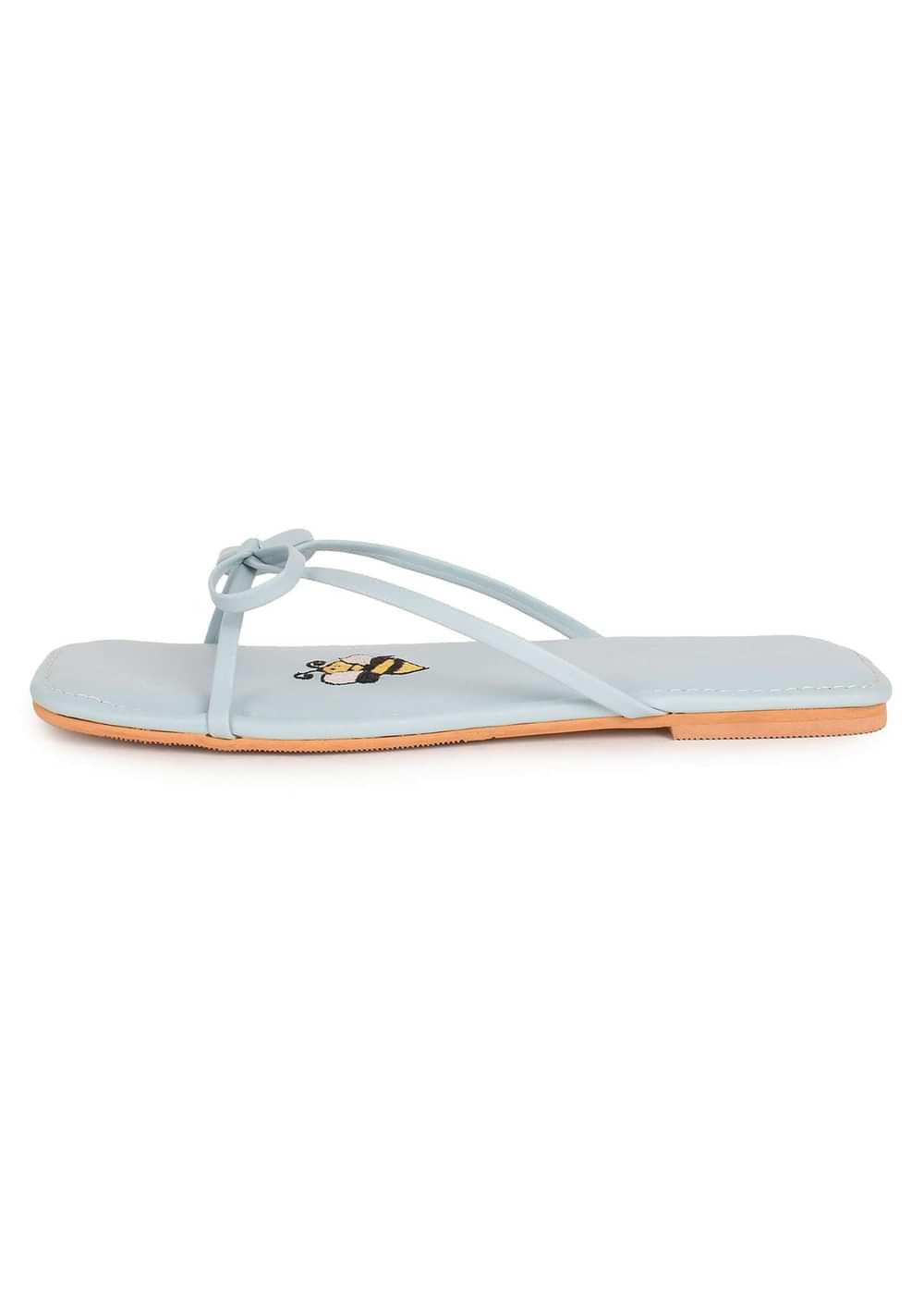 Blue Flats With Bow Detailing And Bee Motif By Sole House