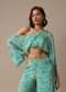 Blue Floral Print Crop Top And Palazzo Set