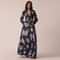 Blue Floral Print Gown With Sequin Work