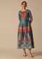 Blue Foil Print Long Kurta