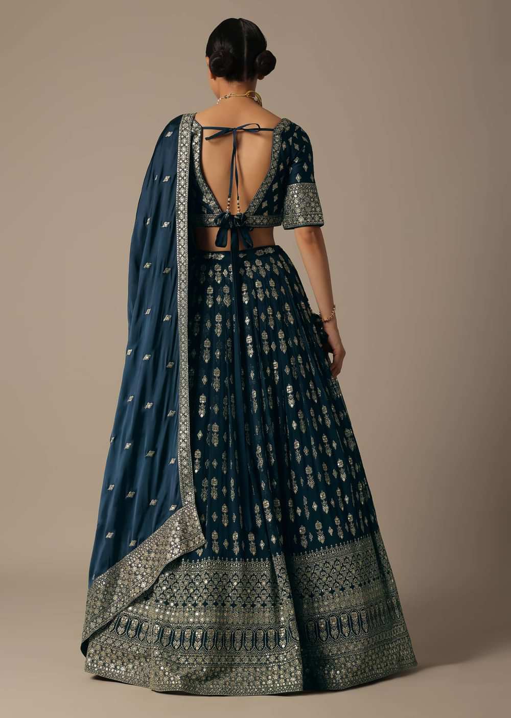 Blue Georgette Lehenga Set With Sequin Work