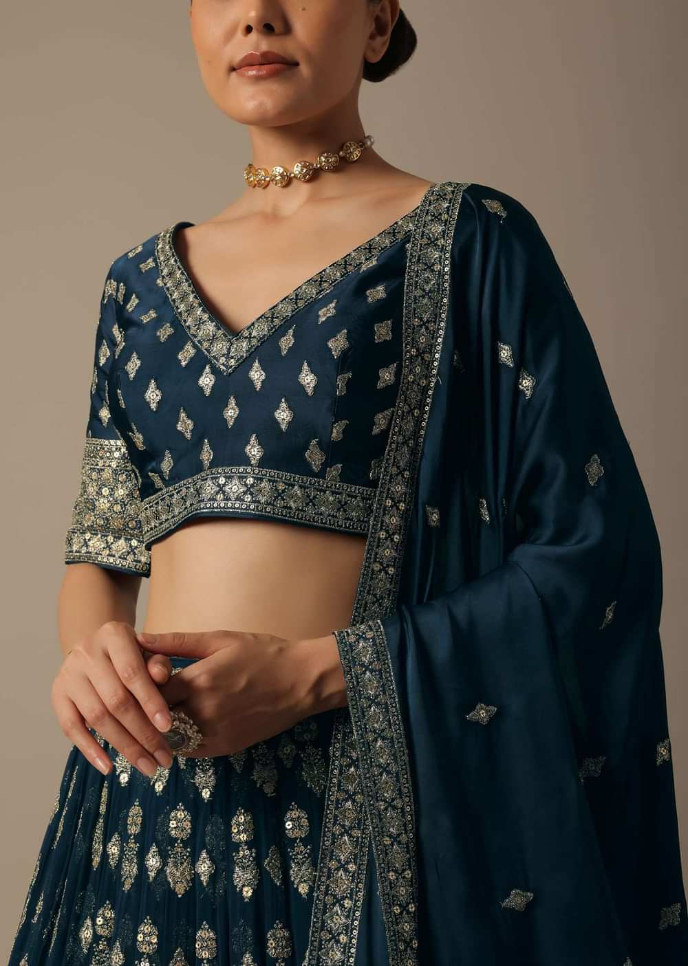 Blue Georgette Lehenga Set With Sequin Work