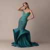 Green Blue Ombre Zardosi Fishcut Draped Gown