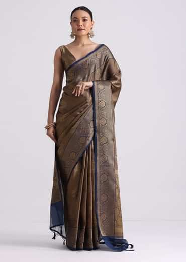 Blue Handloom Silk Saree With Woven Zari