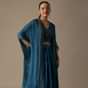 Blue Indo Western Dhoti Set With Jacket