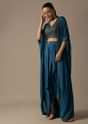 Blue Indo Western Dhoti Set With Jacket