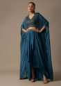 Blue Indo Western Dhoti Set With Jacket