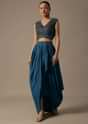 Blue Indo Western Dhoti Set With Jacket