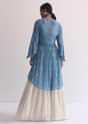 Blue Indogown Set With Peplum Jacket