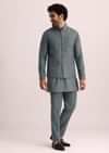 Blue Jacket and Kurta Set With Cutwork Detail