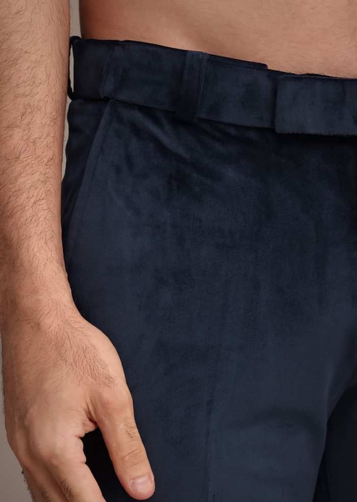 Blue Jacquard Kurta Jacket Set With Broach