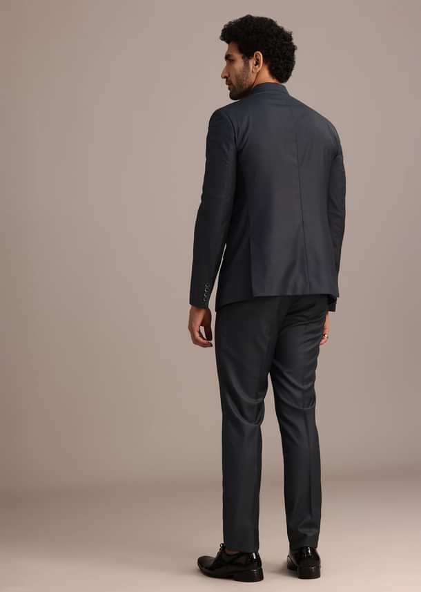 Blue Jodhpuri And Pant Set With Pocket Square Blue Jodhpuri And Pant Set With Pocket Square