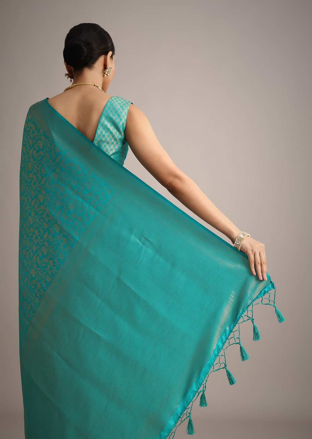 Blue Kanjivaram Silk Saree With Double Border