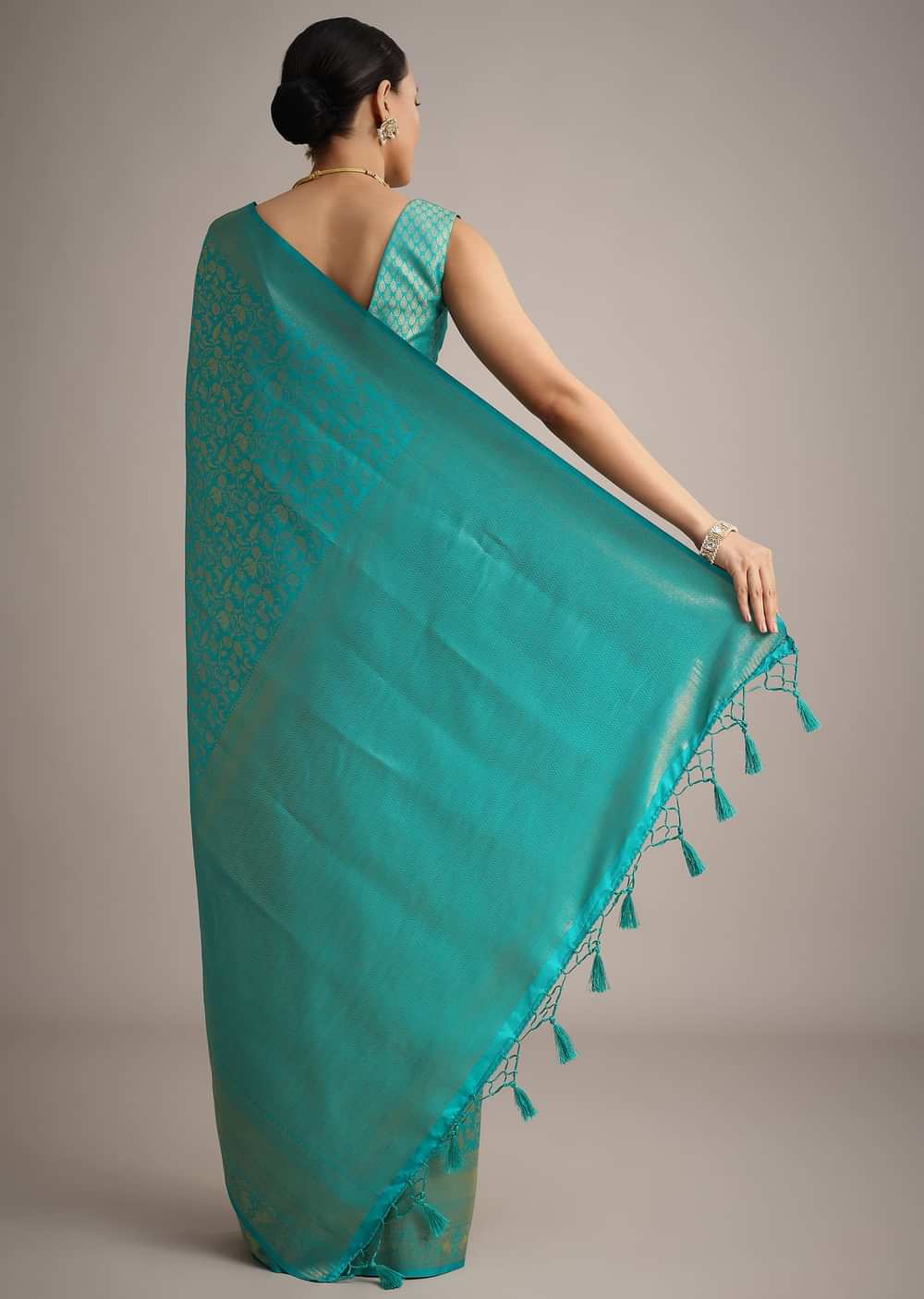 Blue Kanjivaram Silk Saree With Double Border