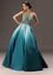 Blue Ombré Flared Gown With Tone On Tone Embroidery