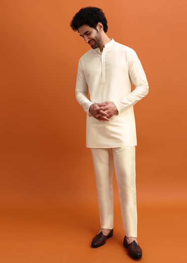 Blue Ombre Indowestern Set With Foil Work For Men