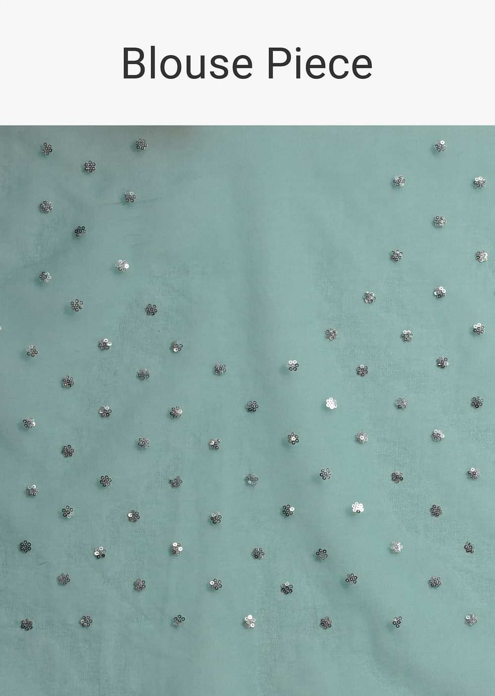 Blue Organza Floral Printed Saree In Sequin With Unstitched Blouse