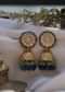 Blue Polki Jhumkas In Gold Plated Silver Alloy