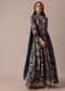 Blue Printed Anarkali With Dupatta In Chiffon