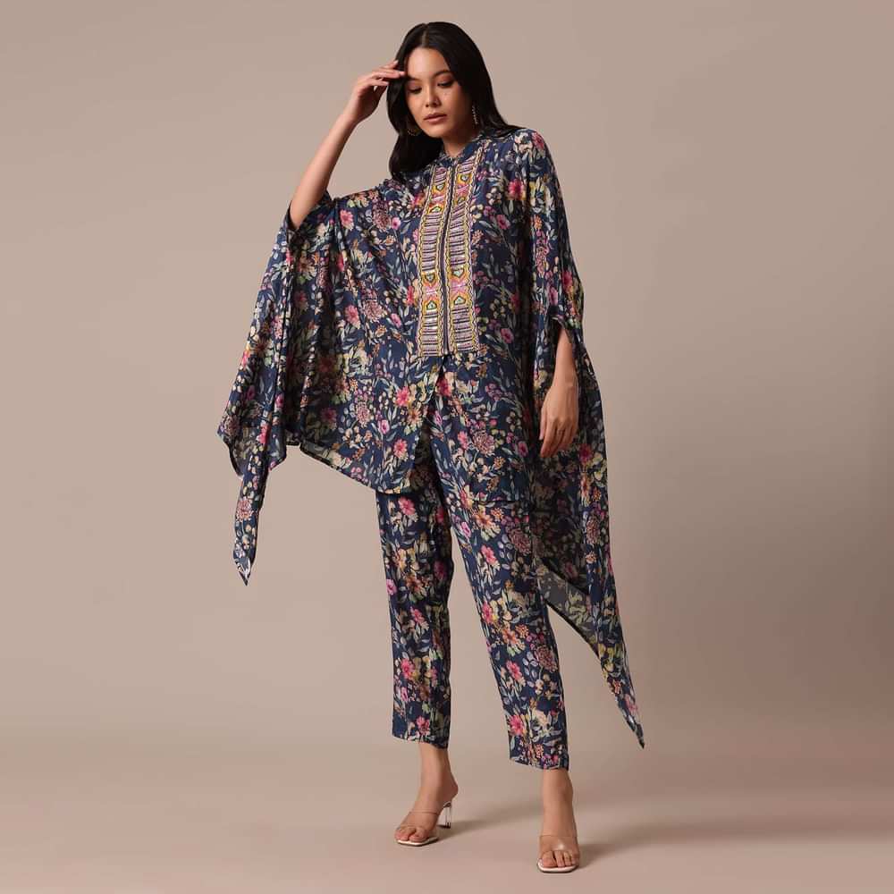 Blue Printed Kaftan co ord set