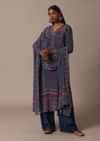 Blue Printed Palazzo Set With Stone Embellished Kurta