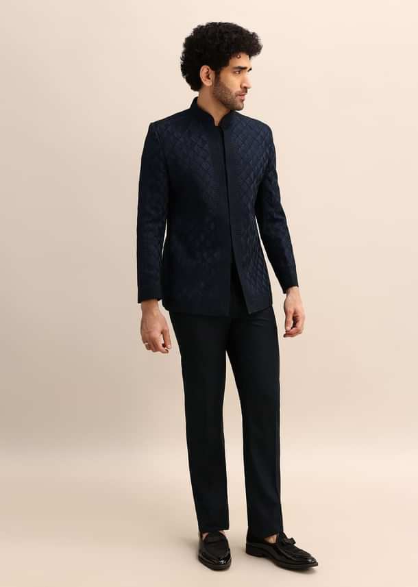 Blue Resham Work Jodhpuri Suit For Men Blue Resham Work Jodhpuri Suit For Men