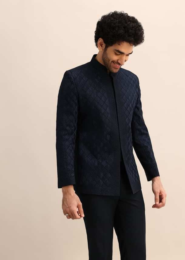 Blue Resham Work Jodhpuri Suit For Men Blue Resham Work Jodhpuri Suit For Men