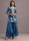 Blue Resham Work Kurti Palazzo Suit