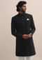 Blue Sherwani With Intricate Embroidered Collar For Men