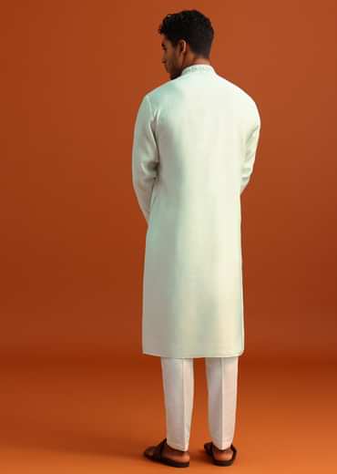 Blue Silk Hand Embroidered Kurta And Pant Set