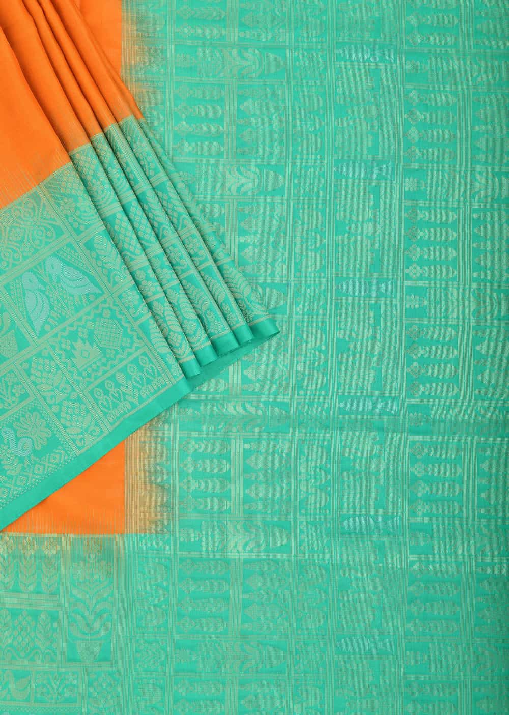 Blue South Album Silk Saree With Unstitched Blouse Piece