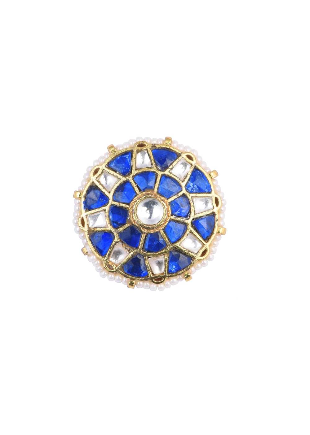 Blue Studs With Meenakari And Polki Stones