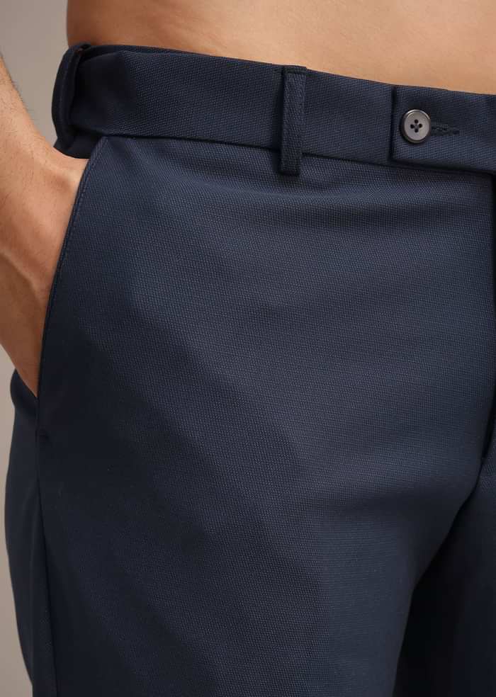 Blue Terry Rayon Tuxedo Set With Hand Work
