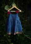 Kalki Girls Blue Tiered Dress In Cotton Silk With Adjustable Red Tie Ups On The Shoulder By Love The World Today