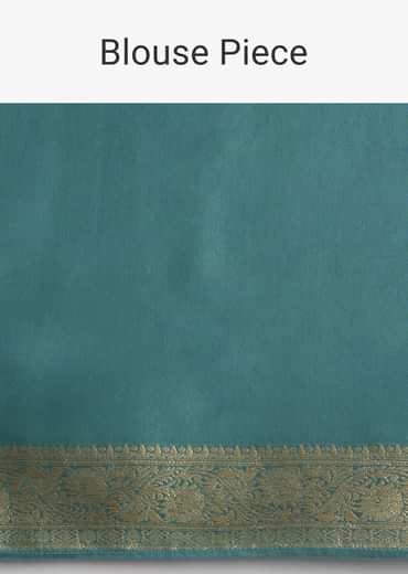 Blue Tissue Silk Saree With Zari Border Butti And Pallu