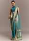 Blue Tissue Silk Saree With Zari Border Butti And Pallu