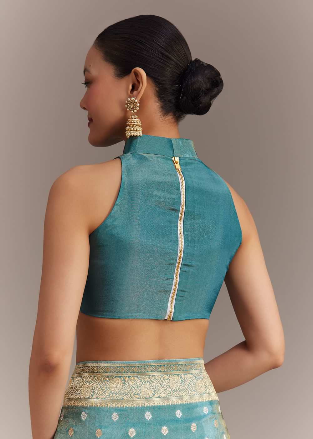 Blue Tissue Silk Saree With Zari Border Butti And Pallu